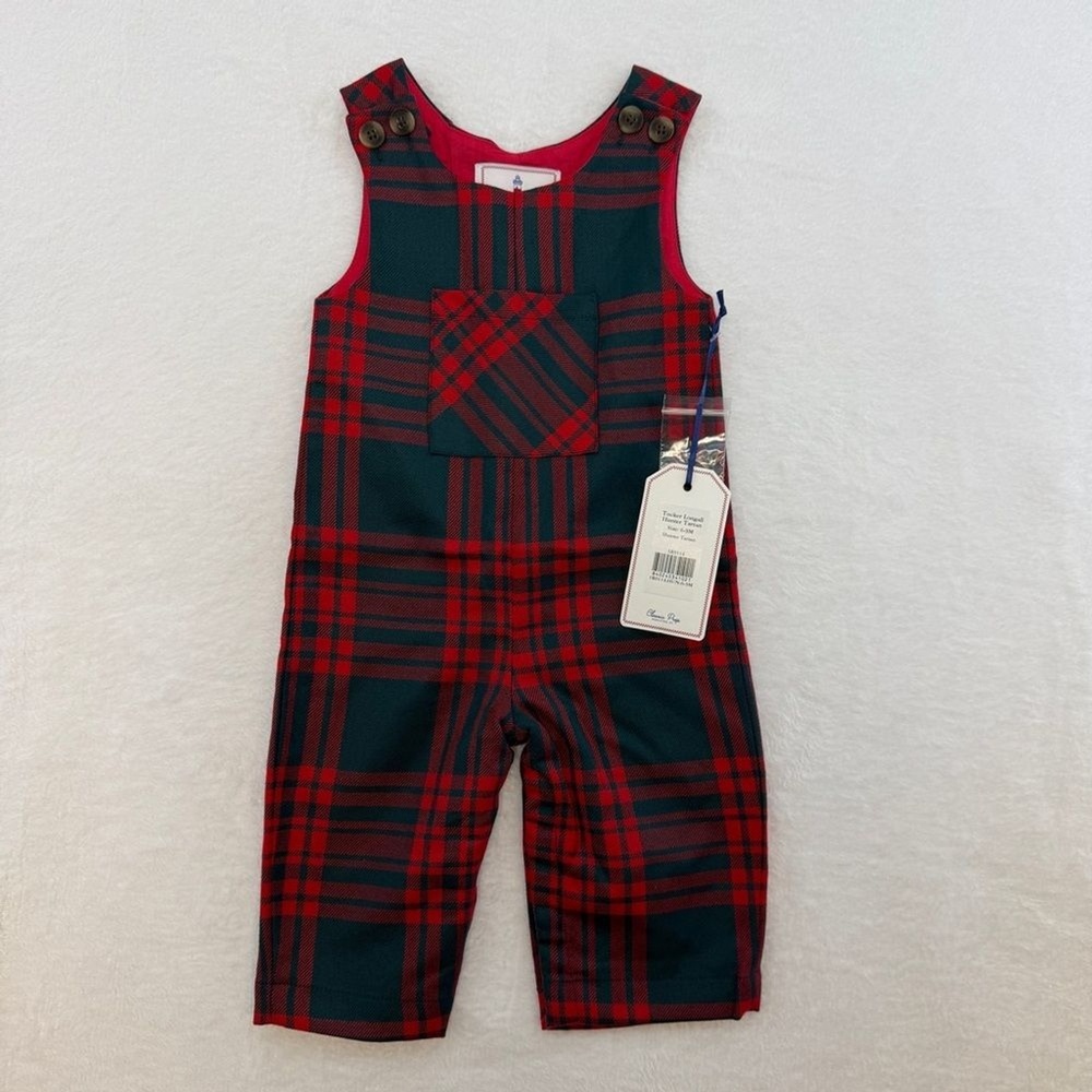 Classic Prep 6-9 Month Tucker Longall Hunter Tartan Plaid Wool Overalls X-mas
